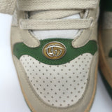 Gucci Screener Distressed Low Top Sneakers Off-White Leather Size 38