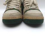 Gucci Screener Distressed Low Top Sneakers Off-White Leather Size 38