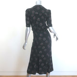 Veronica Beard Mika Short Sleeve Midi Dress Black Floral Print Silk Size 0