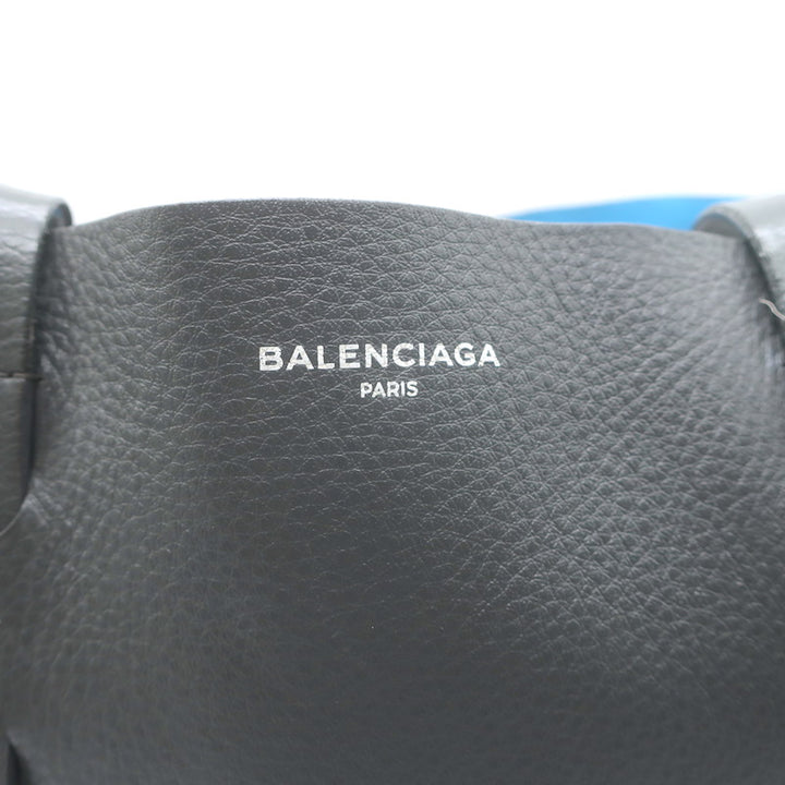 Balenciaga Small Everyday Tote Gray &amp; Blue Grained Leather Shoulder Bag