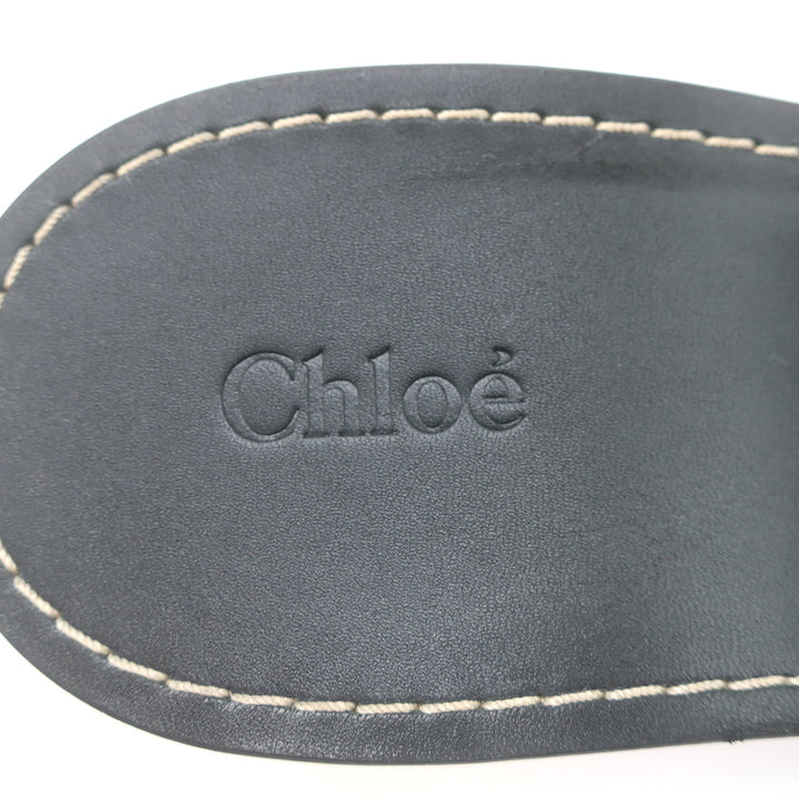 Chloe Rebecca Buckle Mules Black Leather Size 36 Block Heel Sandals NEW