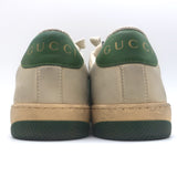 Gucci Screener Distressed Low Top Sneakers Off-White Leather Size 38