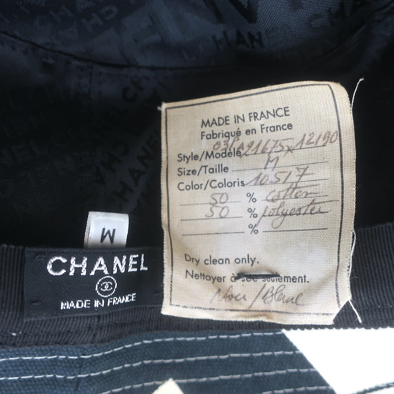 Chanel Window Print Bucket Hat Black &amp; White Canvas Size Medium