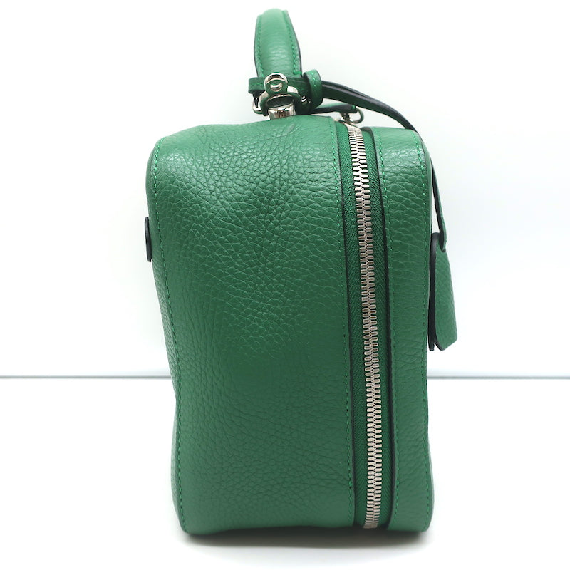 Mark Cross Laura Camera Bag Green Pebbled Leather Crossbody