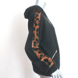 Aviator Nation Cheetah Stripe Zip-Up Hoodie Sweatshirt Black Size Medium