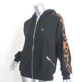 Aviator Nation Cheetah Stripe Zip-Up Hoodie Sweatshirt Black Size Medium