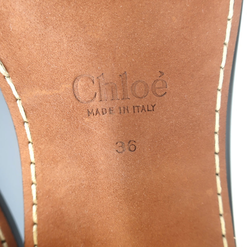 Chloe Rebecca Buckle Mules Black Leather Size 36 Block Heel Sandals NEW