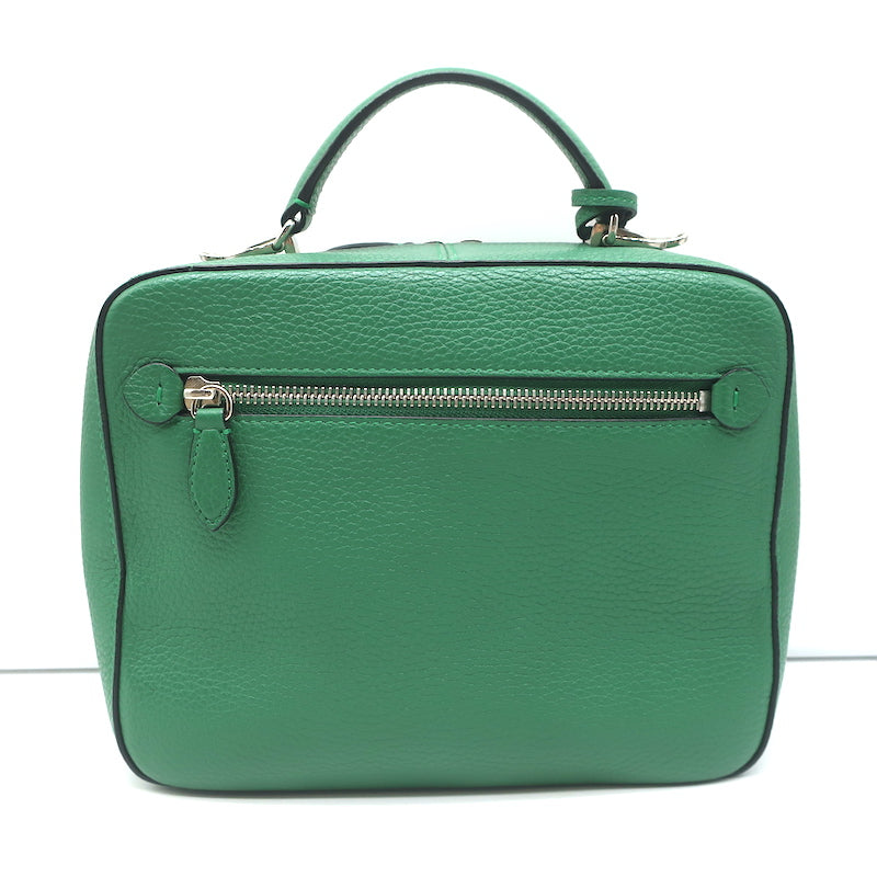 Mark Cross Laura Camera Bag Green Pebbled Leather Crossbody