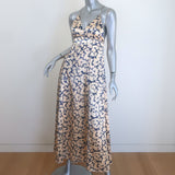 Ulla Johnson Evie Cross-Back Maxi Dress Magnolia Floral Print Satin Size 00 NEW