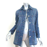 Chanel 23A Sequined Denim Jacket Blue Cotton Size 38 NEW