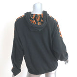 Aviator Nation Cheetah Stripe Zip-Up Hoodie Sweatshirt Black Size Medium