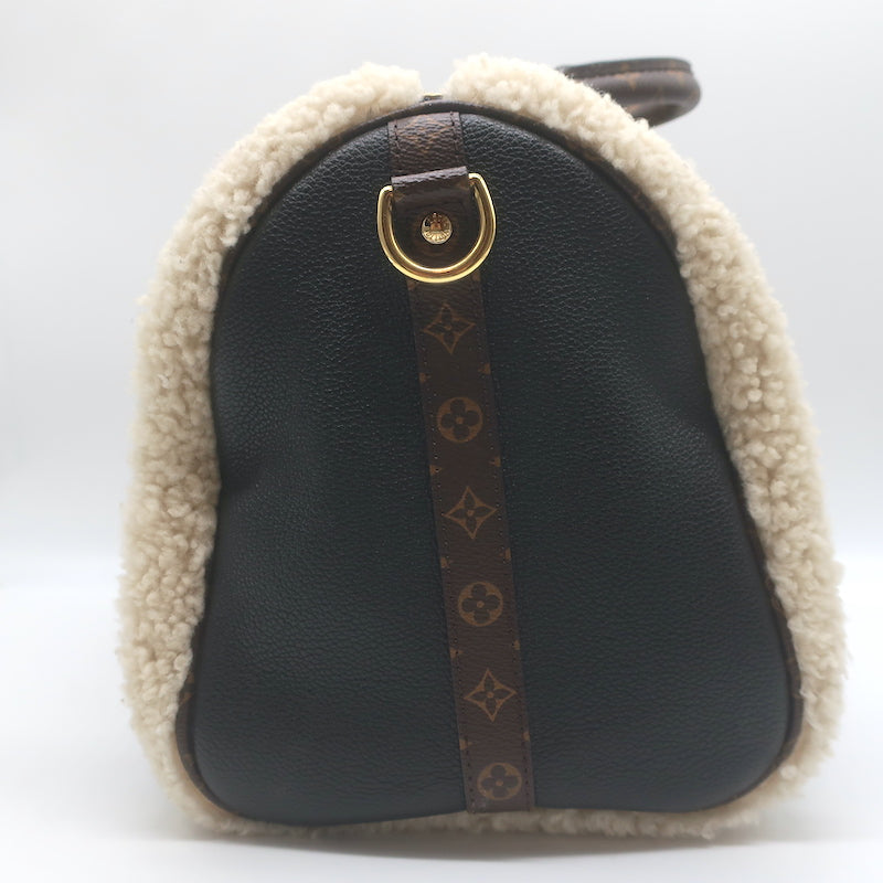 Louis Vuitton Monogram Teddy Speedy Bandouliere 30 Bag Black Leather