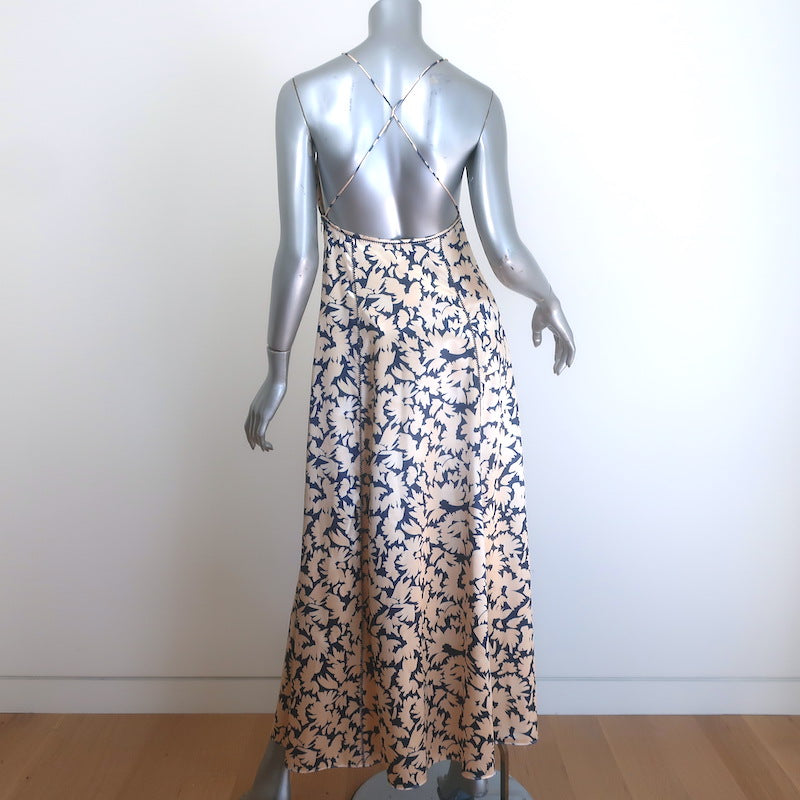 Ulla Johnson Evie Cross-Back Maxi Dress Magnolia Floral Print Satin Size 00 NEW