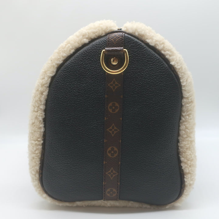 Louis Vuitton Monogram Teddy Speedy Bandouliere 30 Bag Black Leather