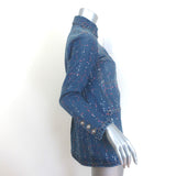 Chanel 23A Sequined Denim Jacket Blue Cotton Size 38 NEW