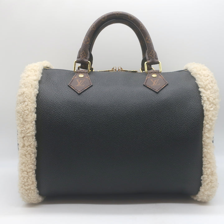 Louis Vuitton Monogram Teddy Speedy Bandouliere 30 Bag Black Leather