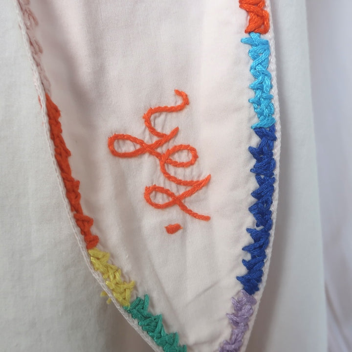 Lingua Franca Embroidered Tie-Neck Blouse Light Pink Cotton Size Extra Small
