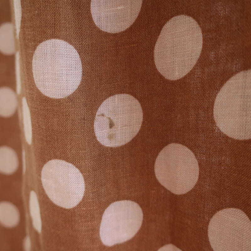 Zimmermann Primrose Puff Sleeve Polka Dot Midi Dress Brown/Pink Linen Size 0