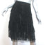 Alice + Olivia Misha Fringed Suede Midi Skirt Black Size 2 NEW