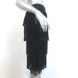 Alice + Olivia Misha Fringed Suede Midi Skirt Black Size 2 NEW