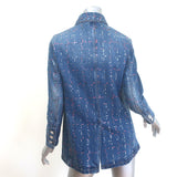 Chanel 23A Sequined Denim Jacket Blue Cotton Size 38 NEW