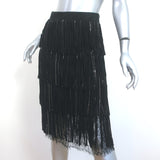 Alice + Olivia Misha Fringed Suede Midi Skirt Black Size 2 NEW