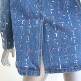 Chanel 23A Sequined Denim Jacket Blue Cotton Size 38 NEW