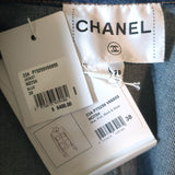 Chanel 23A Sequined Denim Jacket Blue Cotton Size 38 NEW
