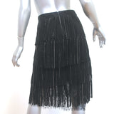 Alice + Olivia Misha Fringed Suede Midi Skirt Black Size 2 NEW