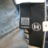 Chanel 23A Sequined Denim Jacket Blue Cotton Size 38 NEW