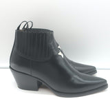 Christian Dior L.A. Ankle Boots Black Leather Size 36.5 Western Booties
