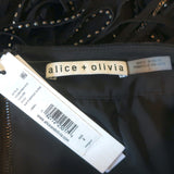 Alice + Olivia Misha Fringed Suede Midi Skirt Black Size 2 NEW