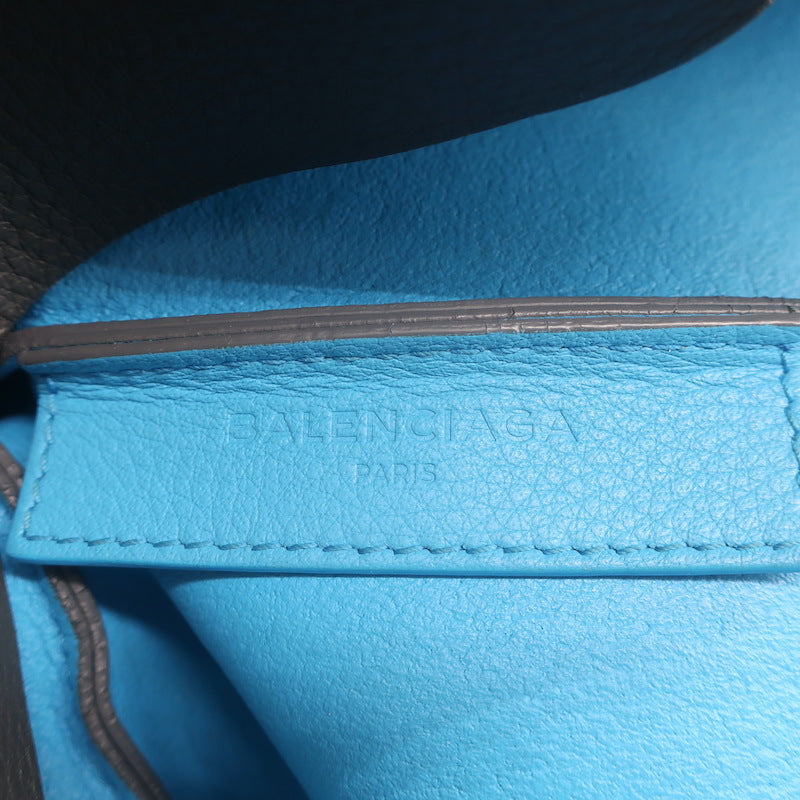 Balenciaga Small Everyday Tote Gray &amp; Blue Grained Leather Shoulder Bag