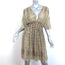 Roberto Cavalli Snakeskin Print Short Sleeve Dress Beige Silk Chiffon Size 40