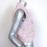 Chanel 24C Tweed Jewel-Button Vest Light Pink/Neon Cotton-Blend Size 38