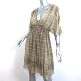 Roberto Cavalli Snakeskin Print Short Sleeve Dress Beige Silk Chiffon Size 40