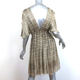 Roberto Cavalli Snakeskin Print Short Sleeve Dress Beige Silk Chiffon Size 40