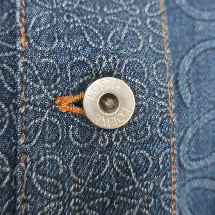 Loewe Anagram Workwear Denim Jacket Dark Blue Stretch Cotton Size 36