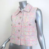 Chanel 24C Tweed Jewel-Button Vest Light Pink/Neon Cotton-Blend Size 38
