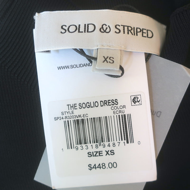Solid &amp; Striped The Soglio Colorblock Maxi Dress Black/Ecru Size Extra Small NEW