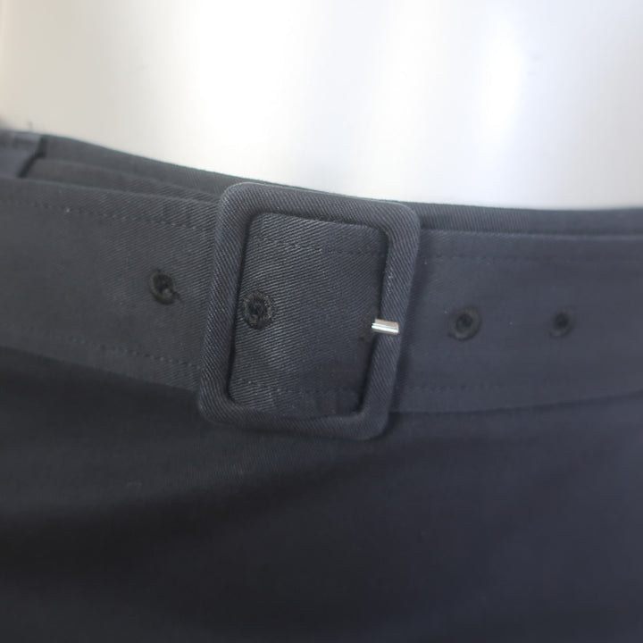 Prada Belted Pencil Skirt Navy Cotton Size 40