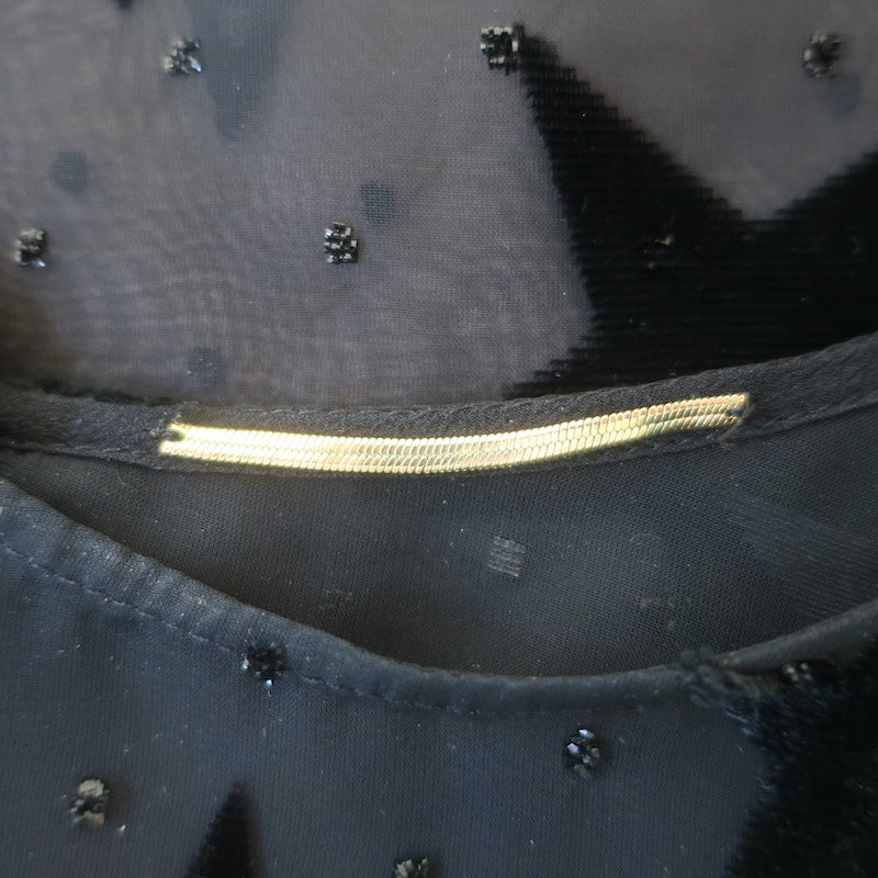 Saint Laurent Star Print Sleeveless Top Black Velvet Burnout Chiffon Size 38
