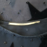 Saint Laurent Star Print Sleeveless Top Black Velvet Burnout Chiffon Size 38