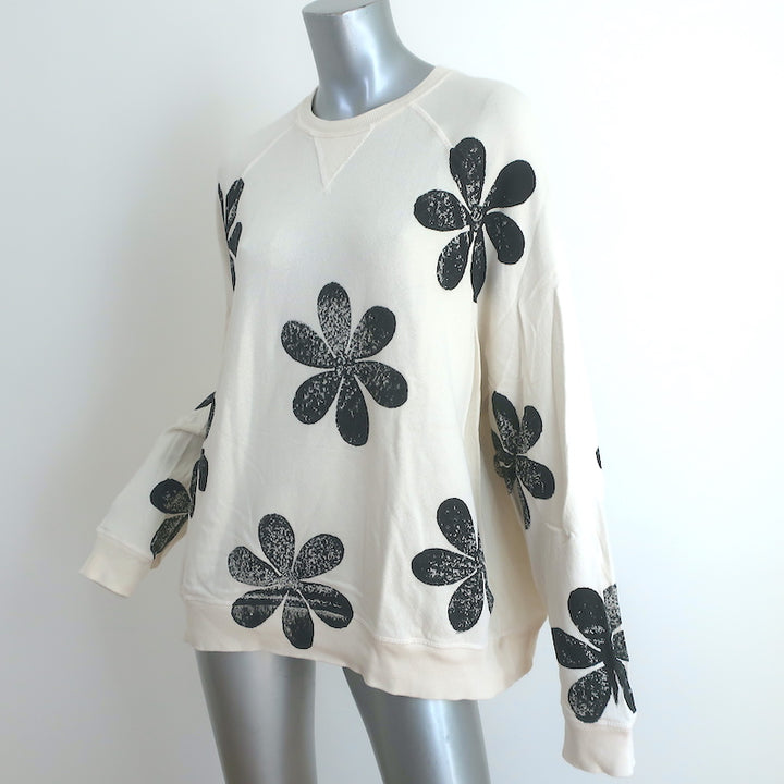 THE GREAT The Slouch Sweatshirt Cream Daisy Stamp Cotton Size 1