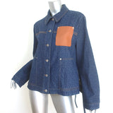 Loewe Anagram Workwear Denim Jacket Dark Blue Stretch Cotton Size 36