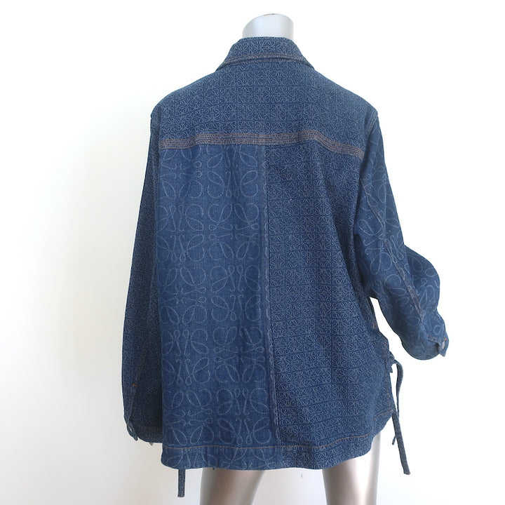 Loewe Anagram Workwear Denim Jacket Dark Blue Stretch Cotton Size 36
