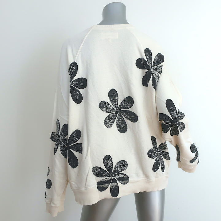 THE GREAT The Slouch Sweatshirt Cream Daisy Stamp Cotton Size 1