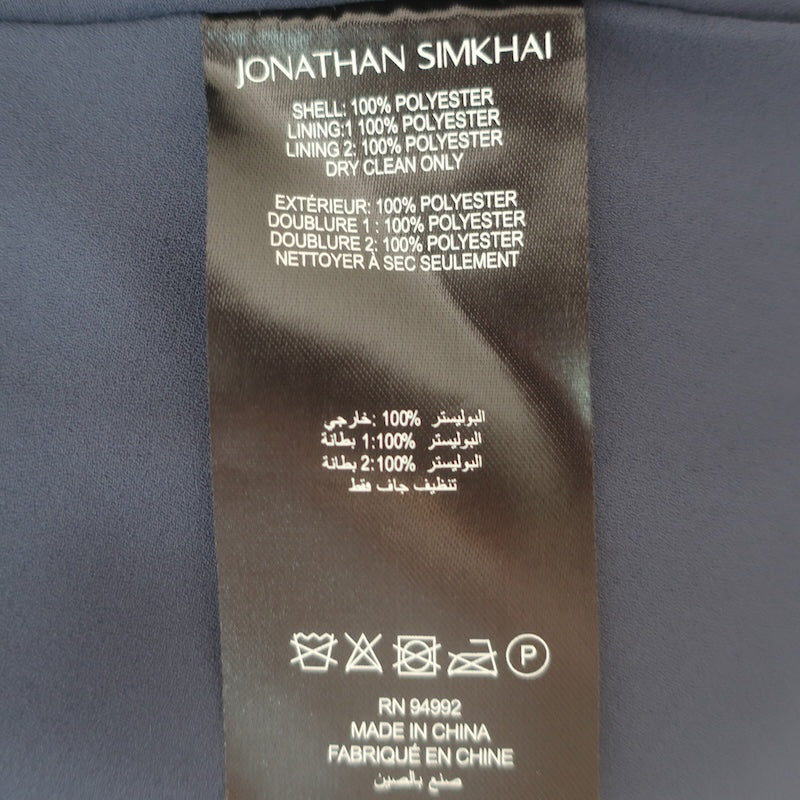 Jonathan Simkhai Banks Flutter Sleeve Tiered Maxi Dress Navy Taffeta Size 4