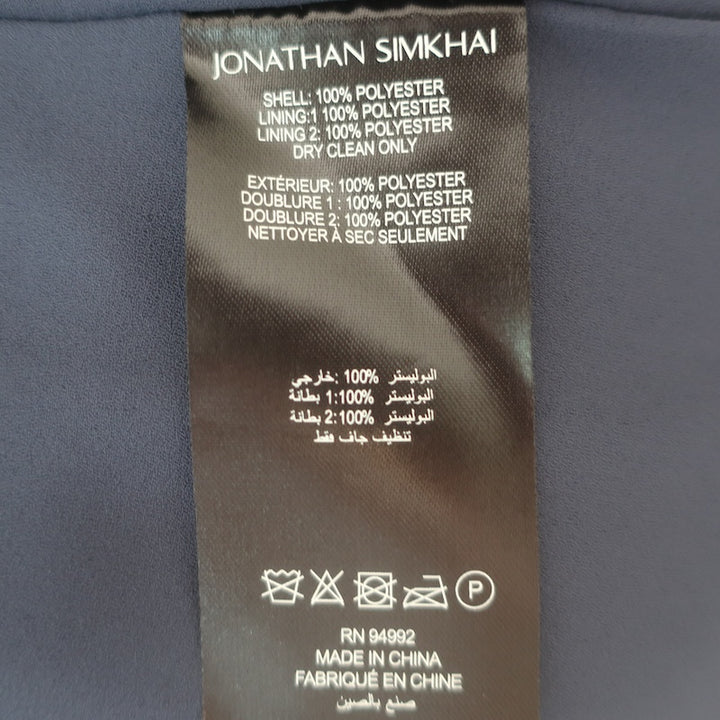 Jonathan Simkhai Banks Flutter Sleeve Tiered Maxi Dress Navy Taffeta Size 4