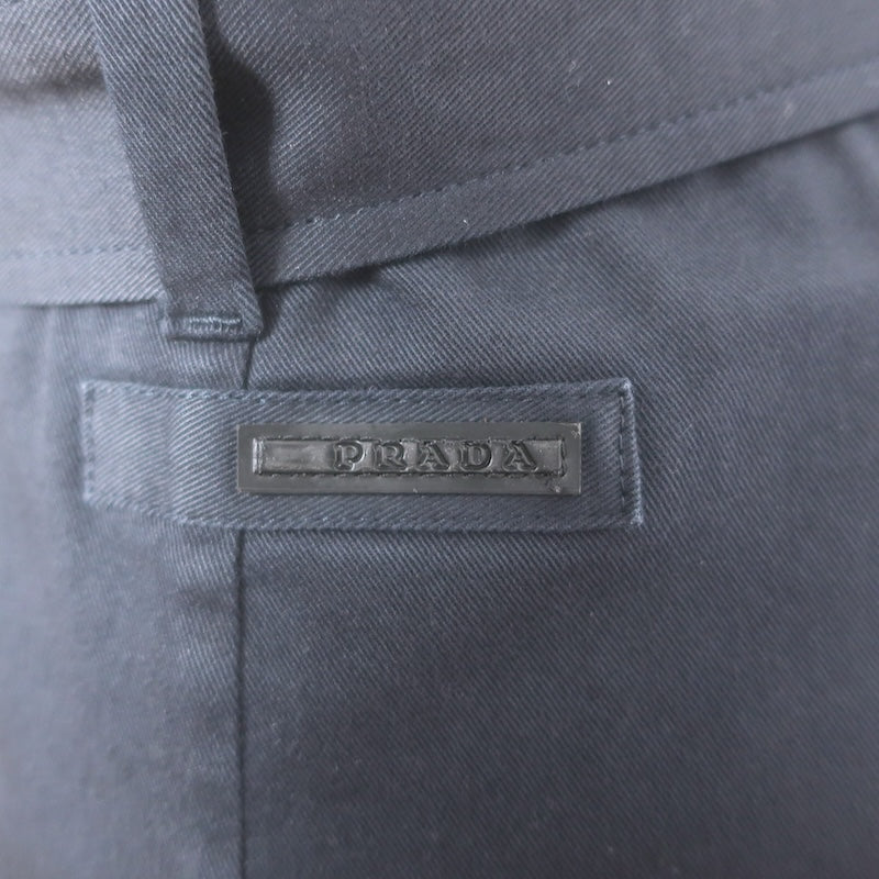Prada Belted Pencil Skirt Navy Cotton Size 40